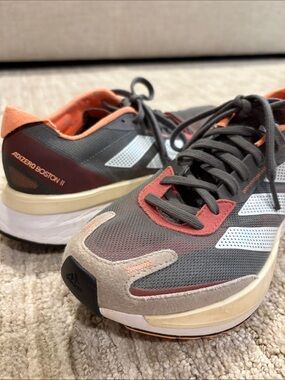 Adidas Adizero Boston 11 Gray & Beam Orange Women's Athletic Sneakers